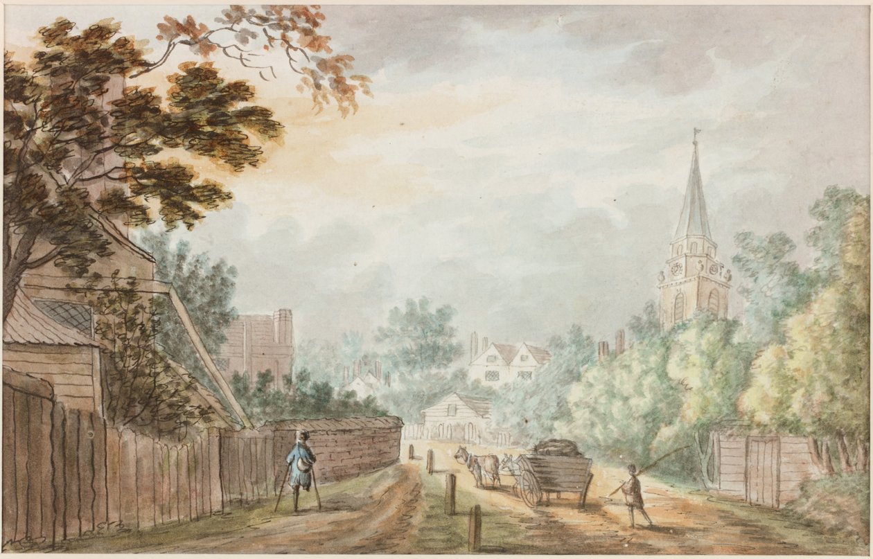 Una Vista nel Vicolo vicino ai Campi di Battersea da William Beilby