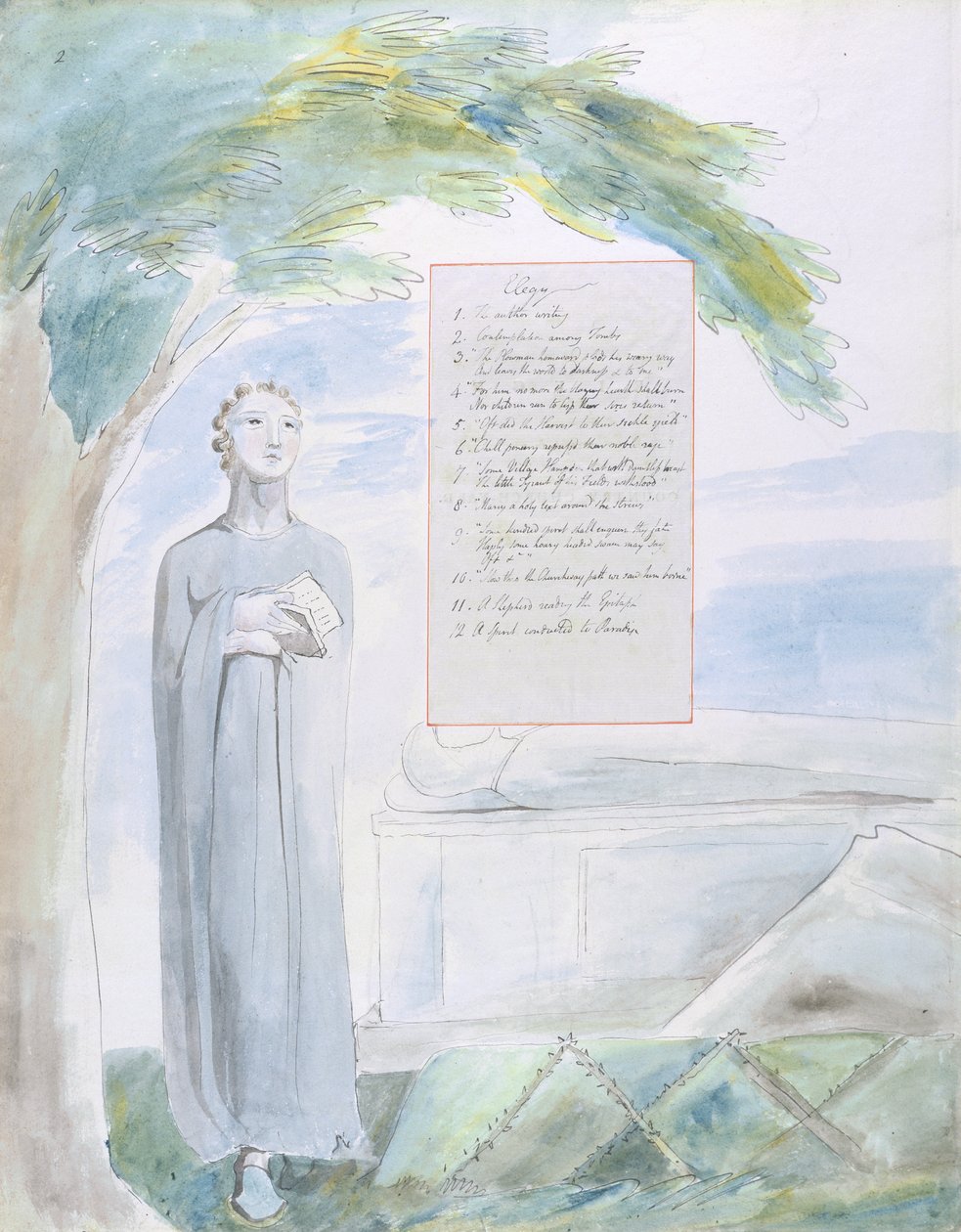 Elegia scritta in un cimitero di campagna, design 106 da Le poesie di Thomas Gray, 1797-98 da William Blake