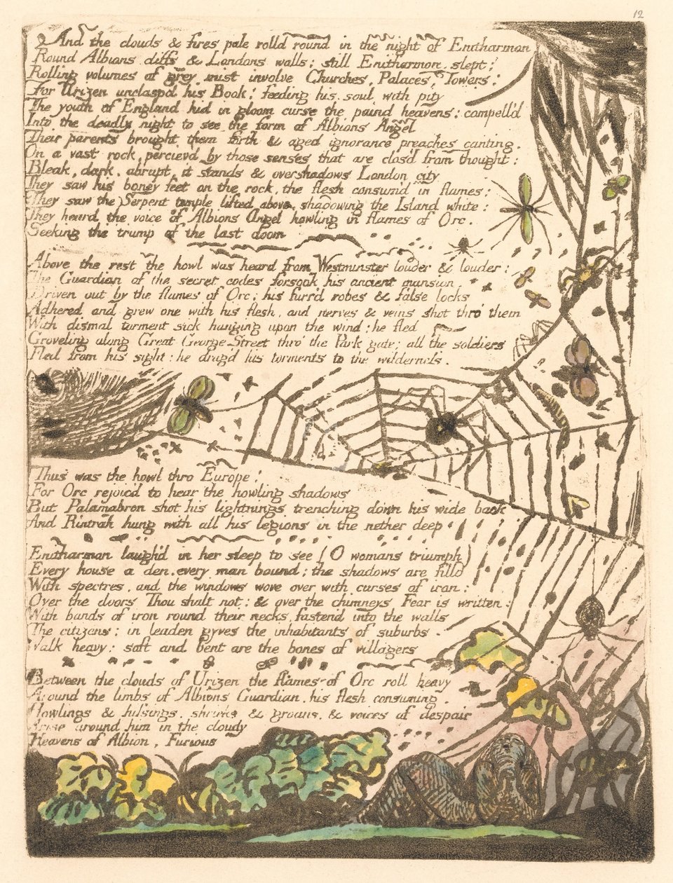 Europa. Una profezia, Tavola 14, E le nuvole e i fuochi... (Bentley 15) da William Blake
