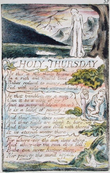 Giovedì Santo, tavola 38 (Bentley 33) da Songs of Innocence and of Experience (Bentley Copy L) 1789-94 da William Blake