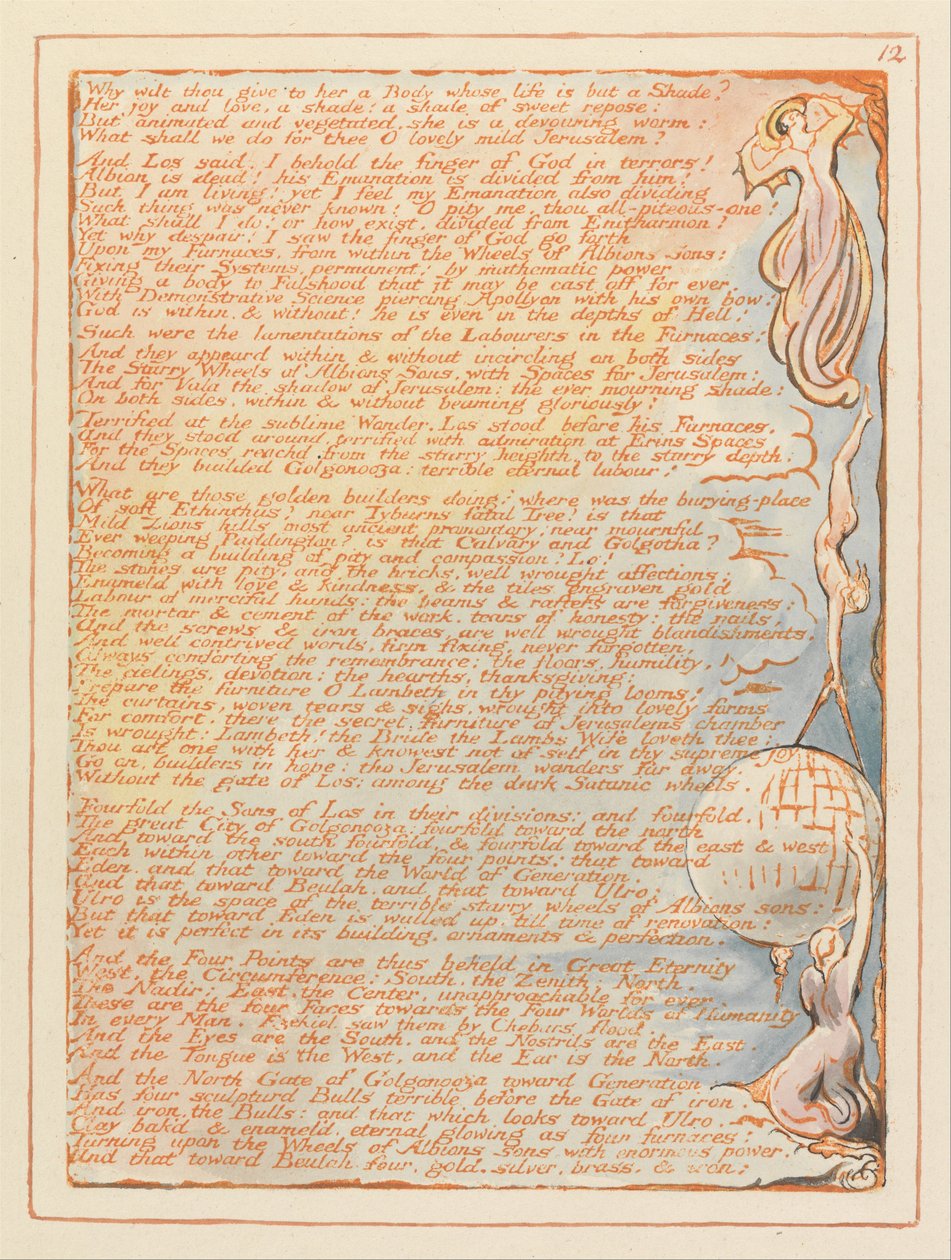Gerusalemme, Tavola 12, Perché vuoi darle... da William Blake