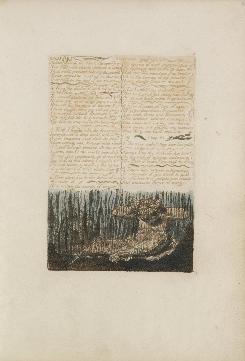 Radunarsi intorno ai deserti desolati..., tavola 6 da Il primo libro di Urizen, 1794 da William Blake