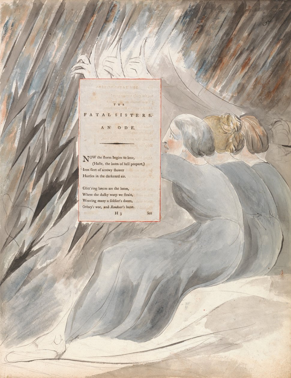 Le Sorelle Fatali, design 71 da Le poesie di Thomas Gray, 1797-98 da William Blake