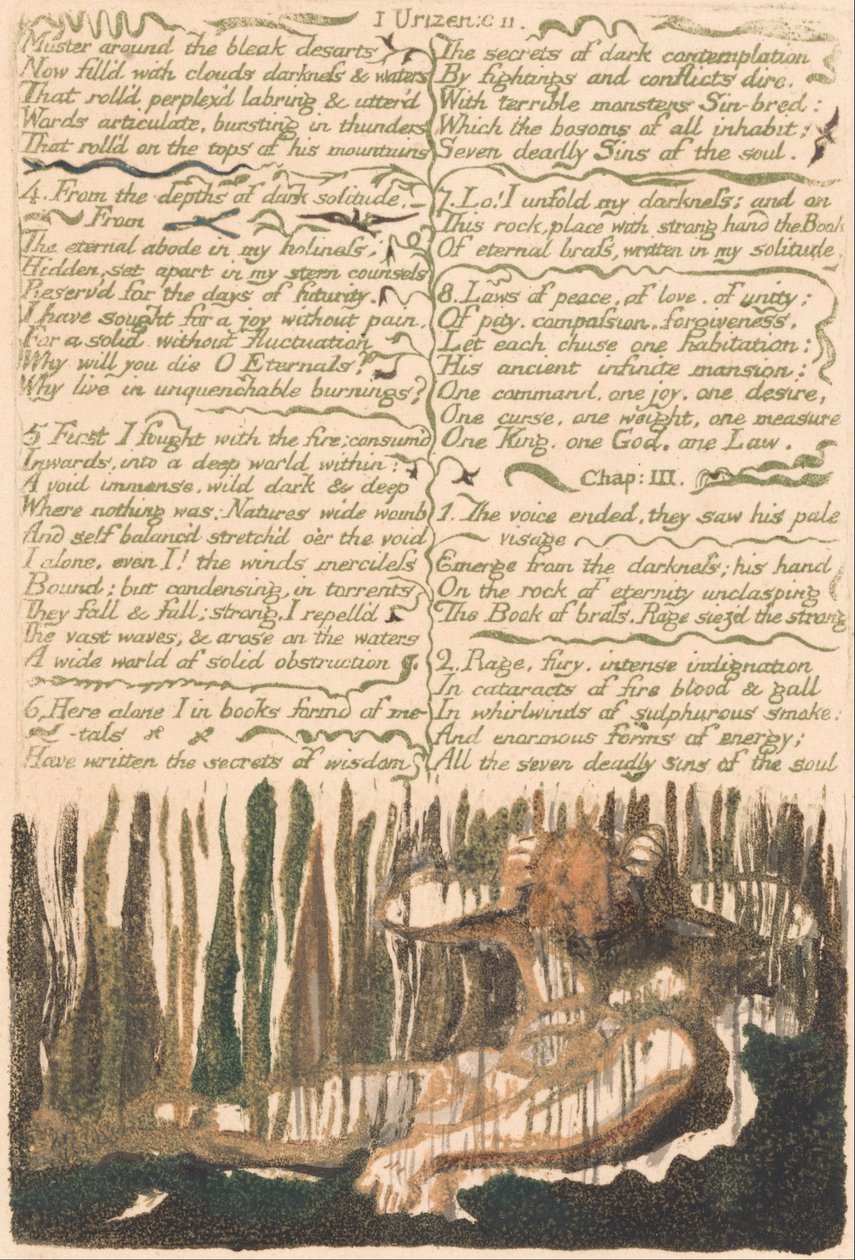Il Primo Libro di Urizen, Tavola 4, Radunati intorno ai Deserti Desolati . . . . (Bentley 4) da William Blake