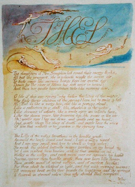 Thel I Le figlie di Mne Seraphim..., tavola 3 da The Book of Thel, 1789 da William Blake