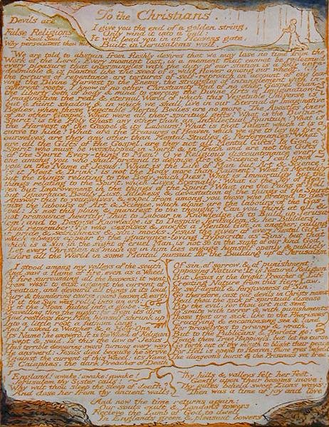 Ai Cristiani..., tavola 77 da Gerusalemme, 1804-20 da William Blake