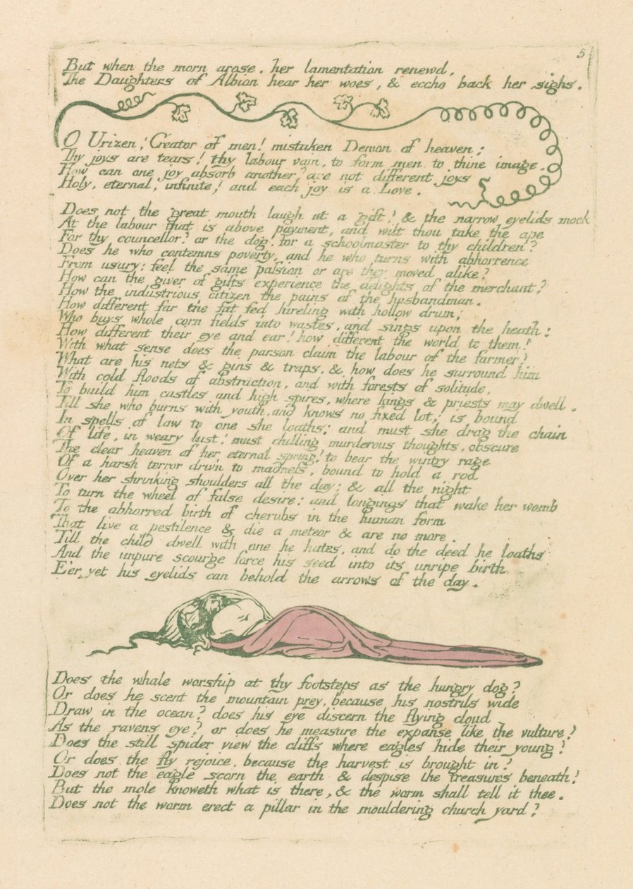 Visioni delle Figlie di Albion, Tavola 8, Ma quando sorse il mattino... da William Blake