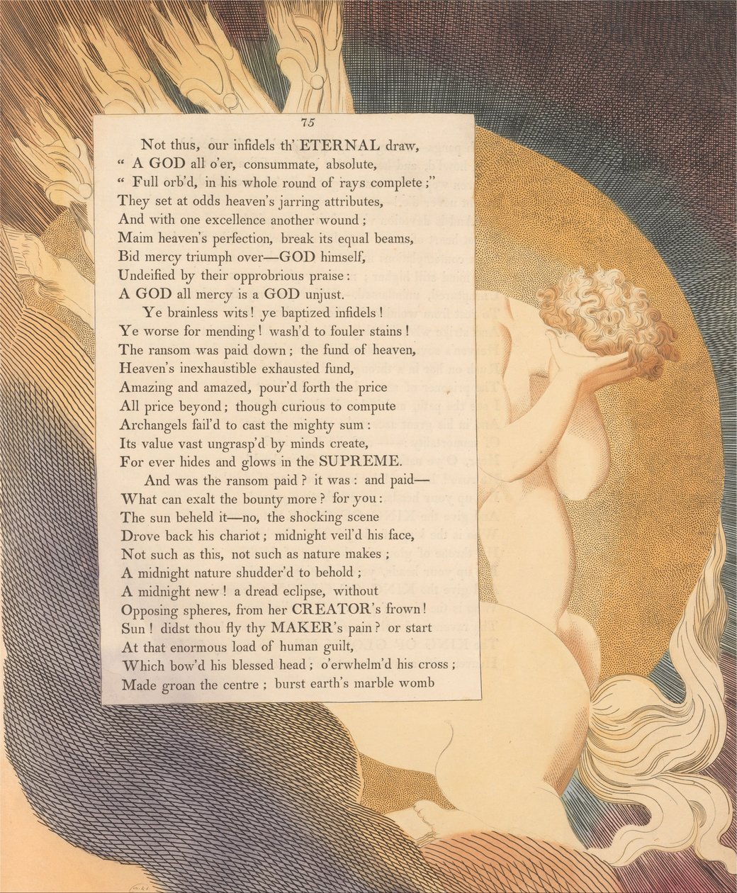 Pensieri notturni di Young, Pagina 75, Il sole lo vide -- No, la scena scioccante da William Blake