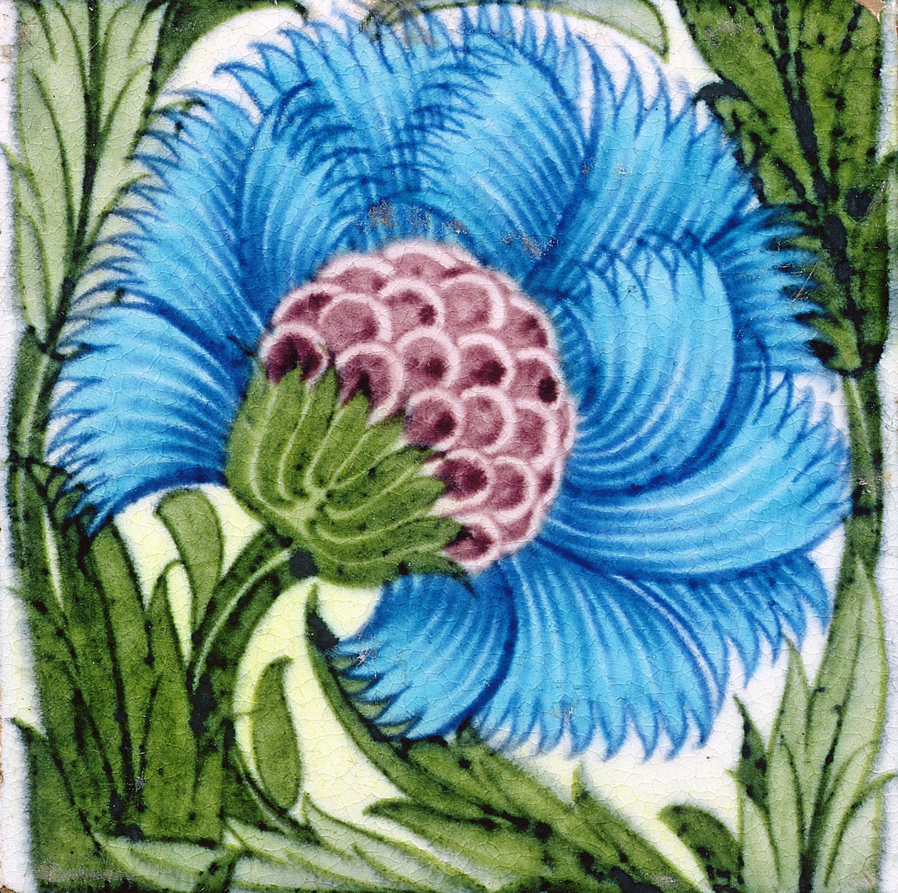 Piastrella con design floreale in stile persiano (ceramica) da William de Morgan