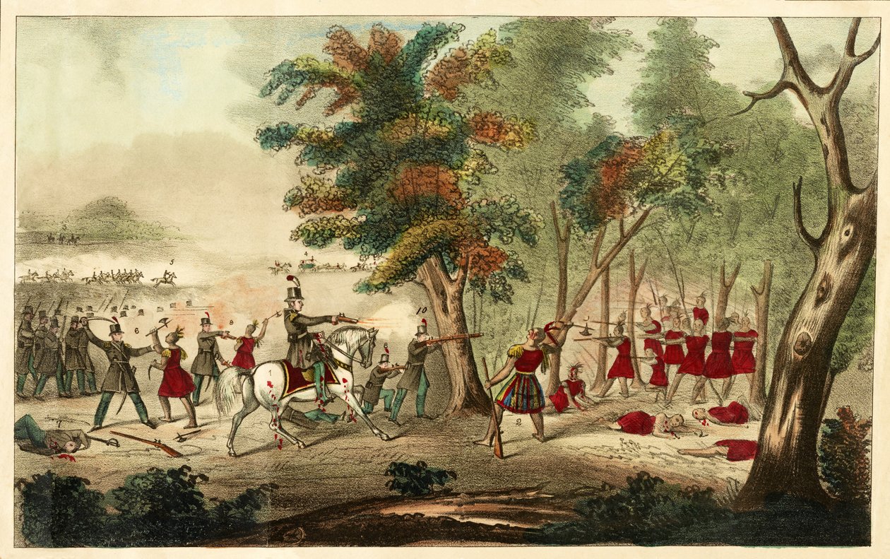 Battaglia del Tamigi e morte di Tecumseh, dai volontari a cavallo del Kentucky guidati dal colonnello Richard M. Johnson, 5 ottobre 1813 da William Emmons