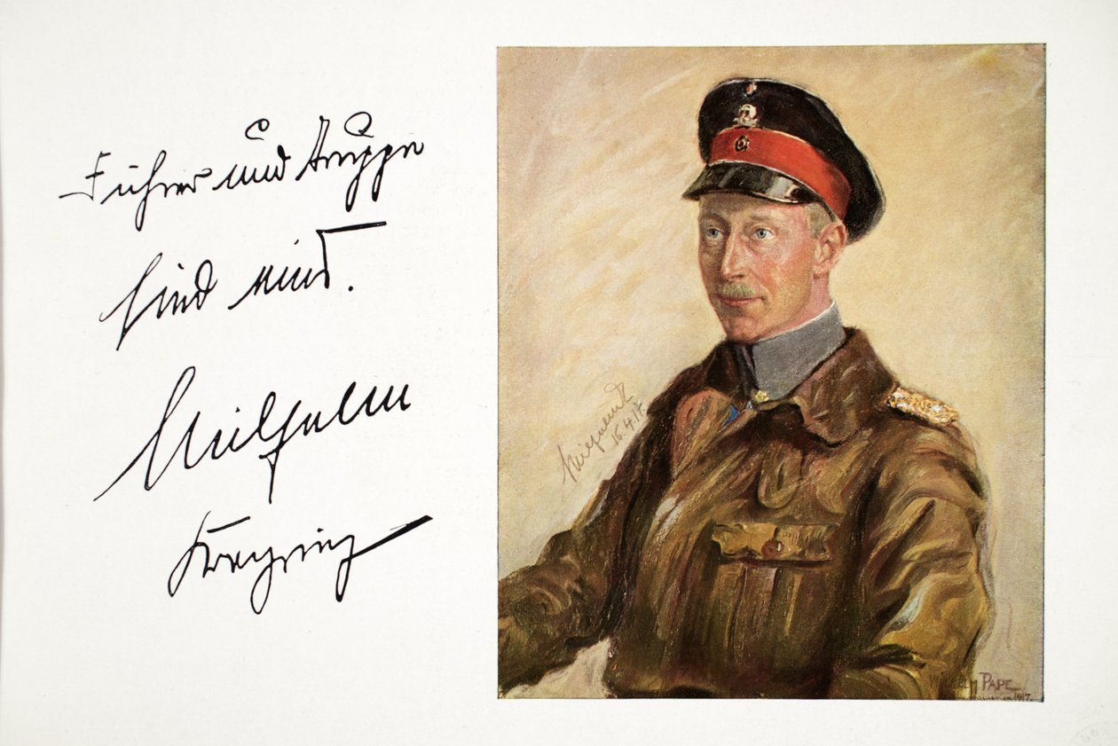 Guglielmo, principe ereditario di Germania in uniforme militare, pub. 16 aprile 1917 da William Friedrich Georg Pape