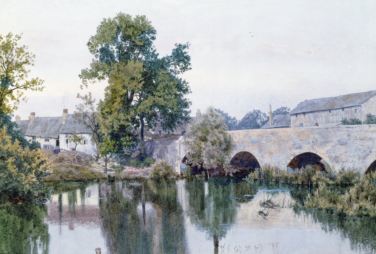 Ponte di pietra verso il villaggio, 1889 da William Garden Fraser