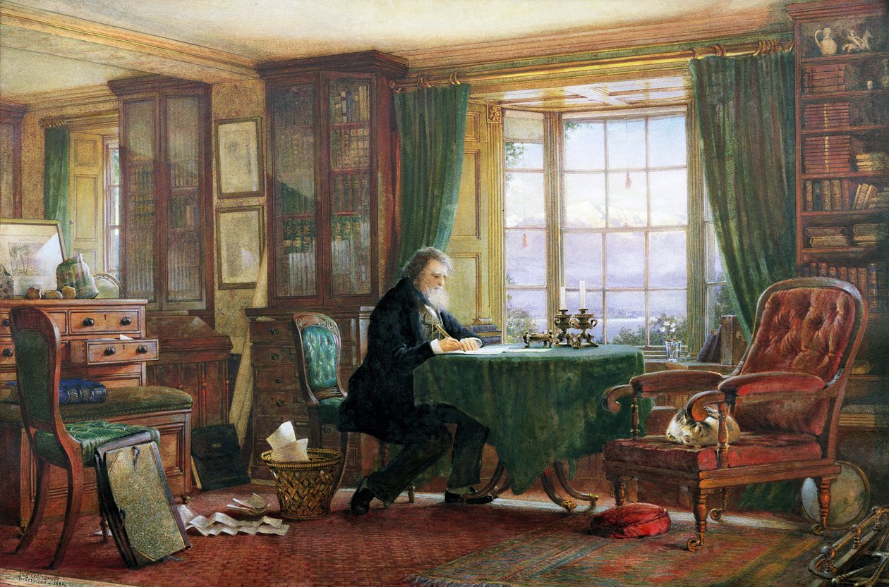 John Ruskin nel suo studio a Brantwood, Cumbria, 1882 da William Gersham Collingwood