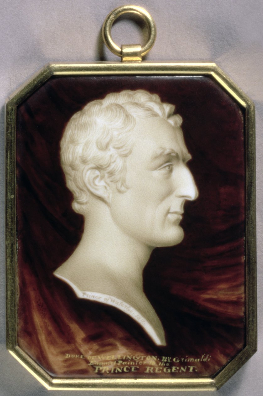 Ritratto miniatura di Arthur Wellesley, 1° Duca di Wellington (1769-1852) sotto forma di cammeo trompe l