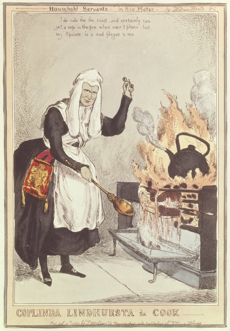 Coplinda Lindhursta il Cuoco, n.6 dalla serie Servitori Domestici, pubblicato nel 1829 da William Heath