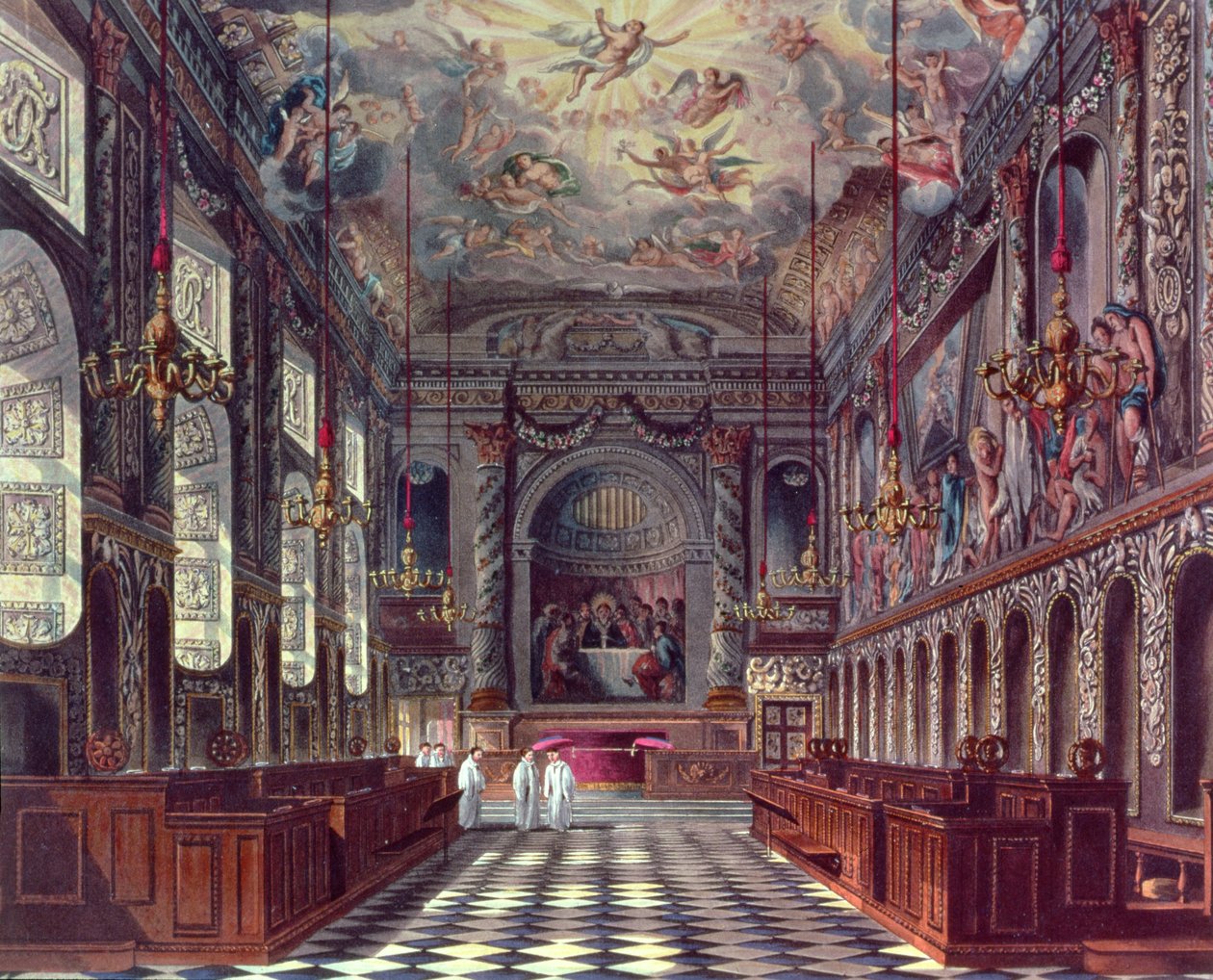 La Cappella Reale, Castello di Windsor da Pynes Royal Residences, 1818 da William Henry Pyne