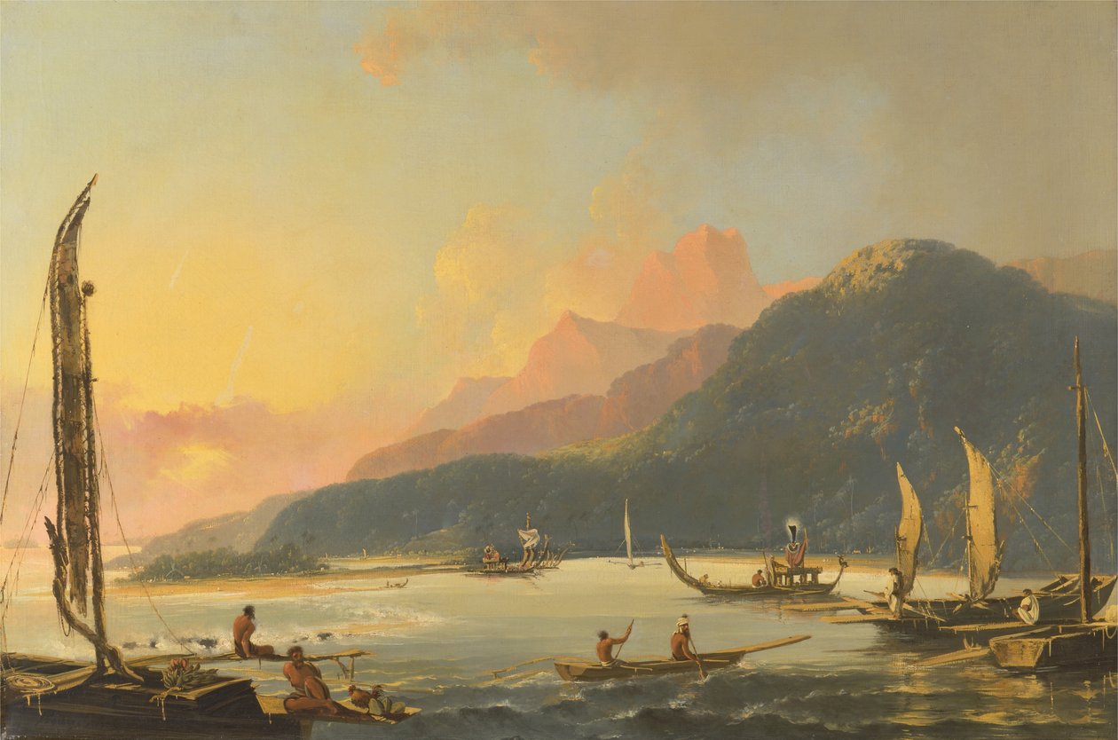 Galee da Guerra Tahitiane nella Baia di Matavai, Tahiti da William Hodges
