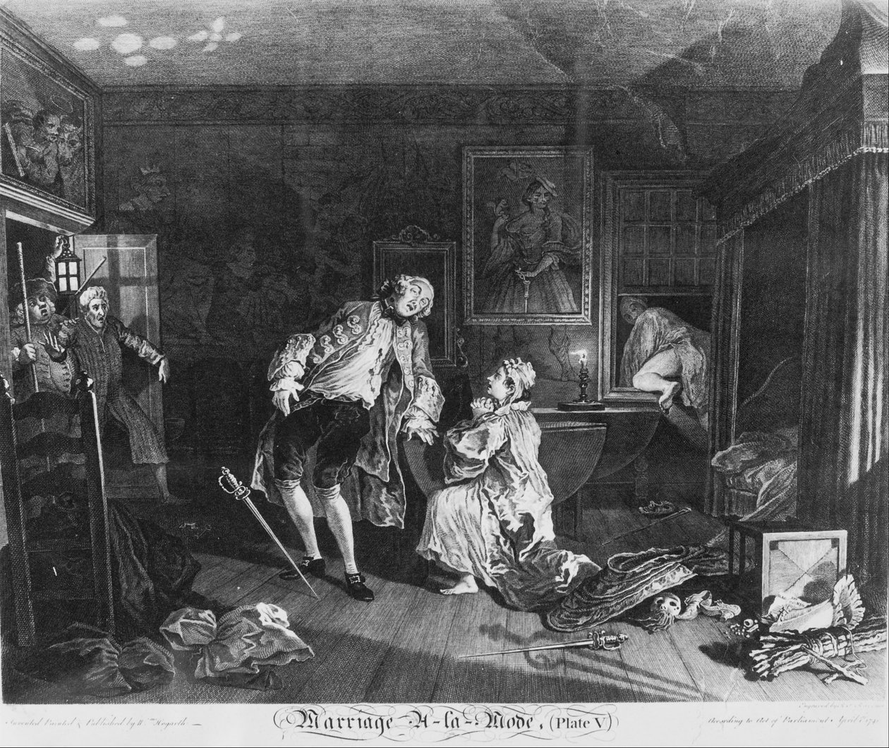 Matrimonio alla moda, tavola 5, (La morte del conte) da William Hogarth