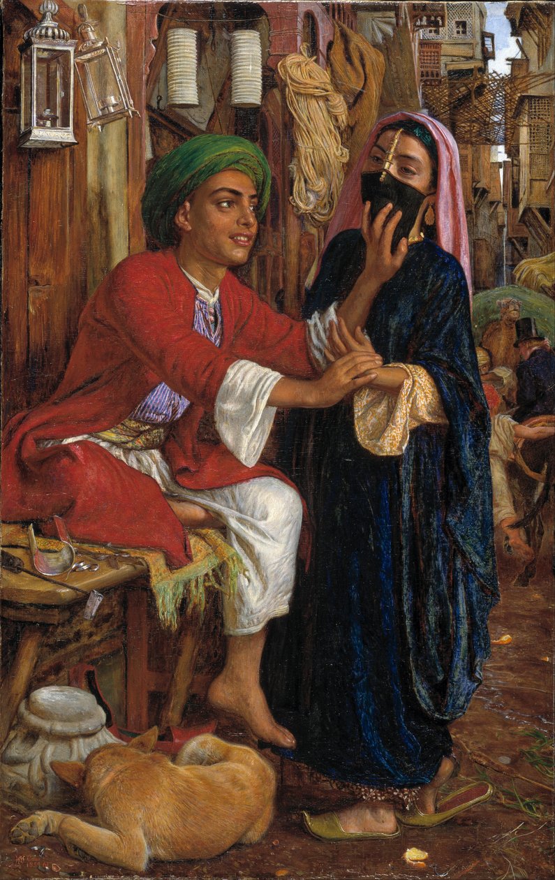 Il corteggiamento dei fabbricanti di lanterne, una scena di strada al Cairo da William Holman Hunt