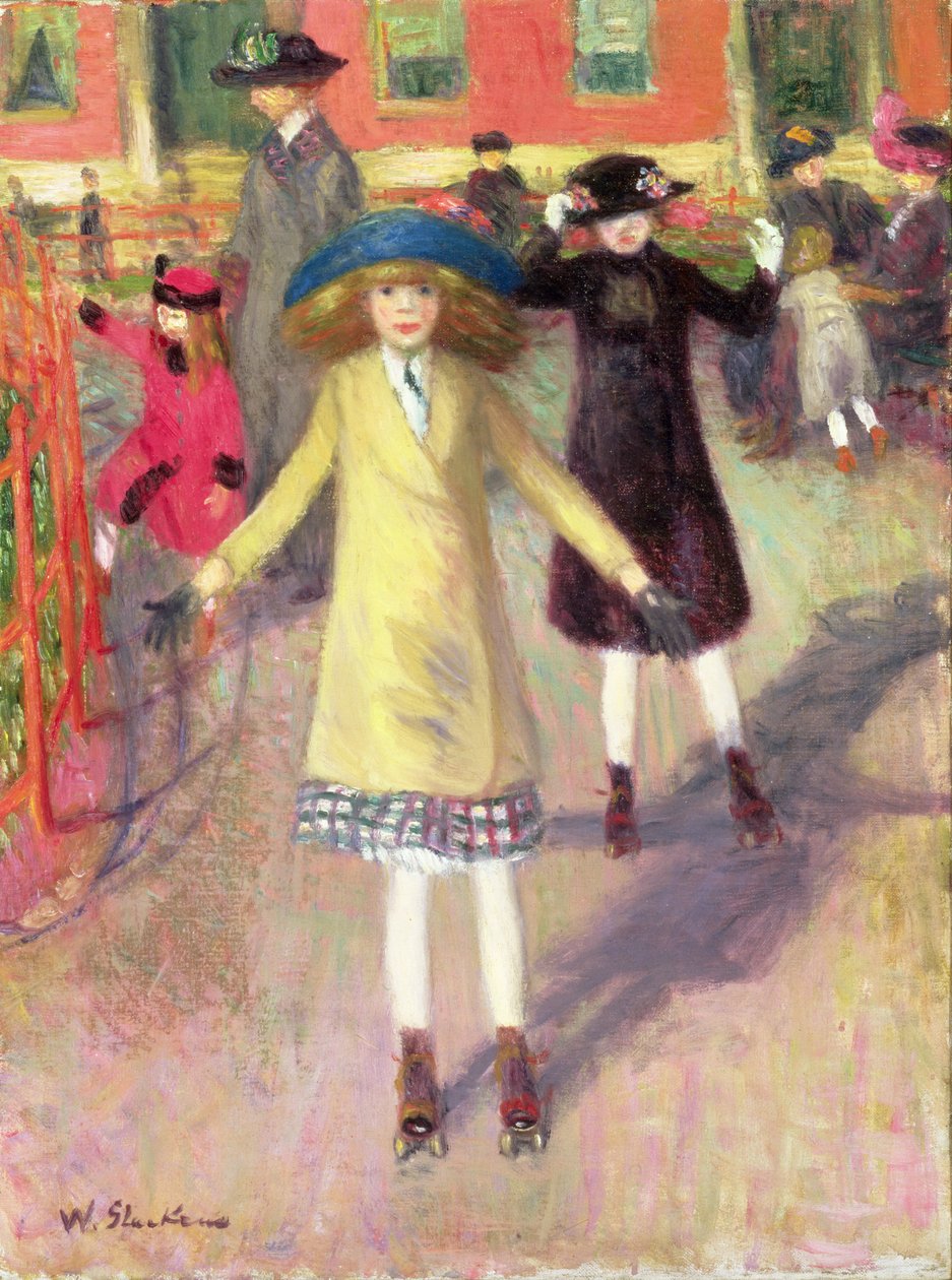 Bambini sui pattini a rotelle, c.1918-21 da William James Glackens