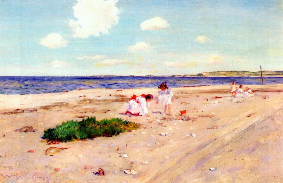 Spiaggia di conchiglie a Shinnecock da William Merritt Chase