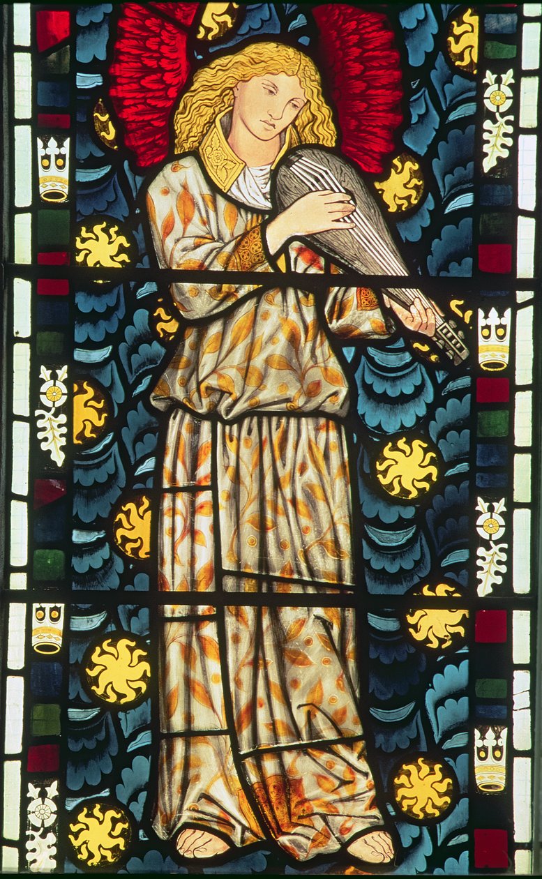 Angelo con un rebec (vetrata) da William Morris