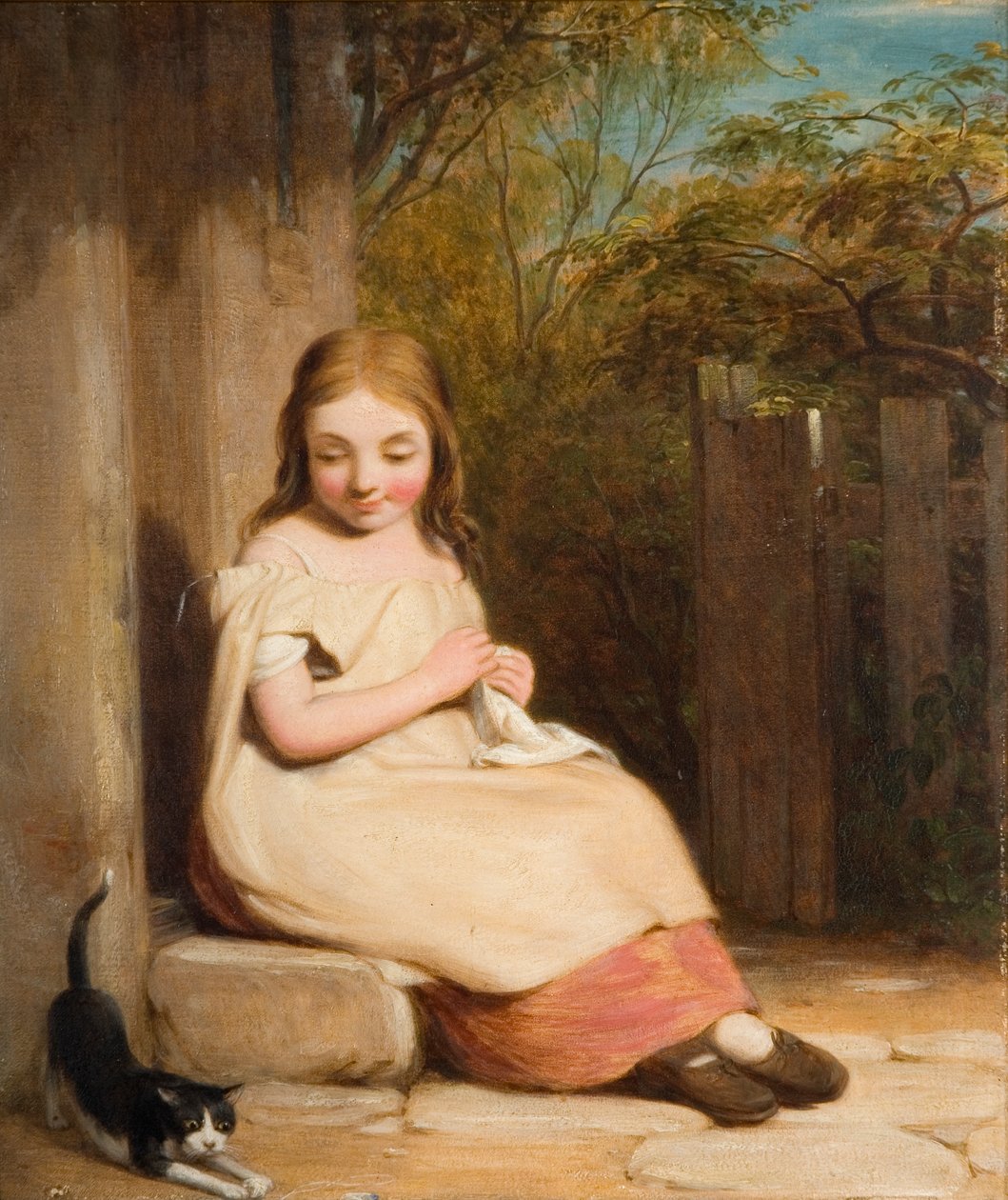 Giovane ragazza con gattino da William Mulready