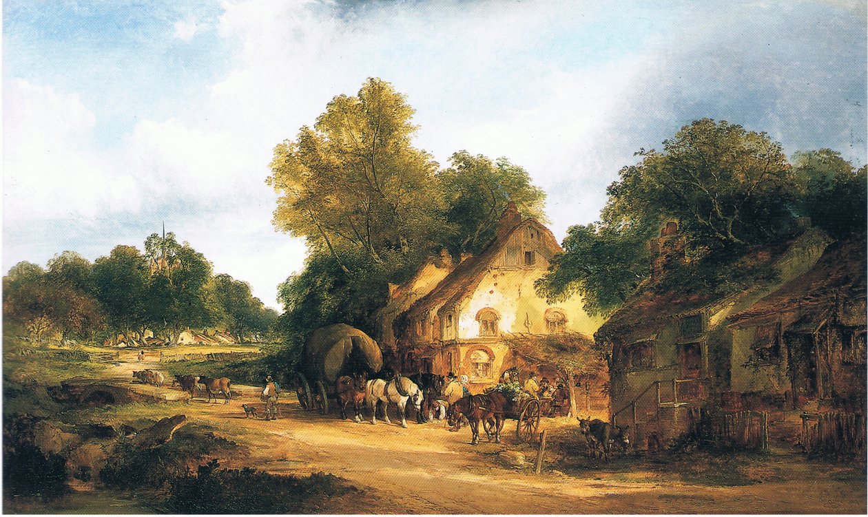 Vecchia locanda lungo la strada nel Kent da William Snr. Shayer