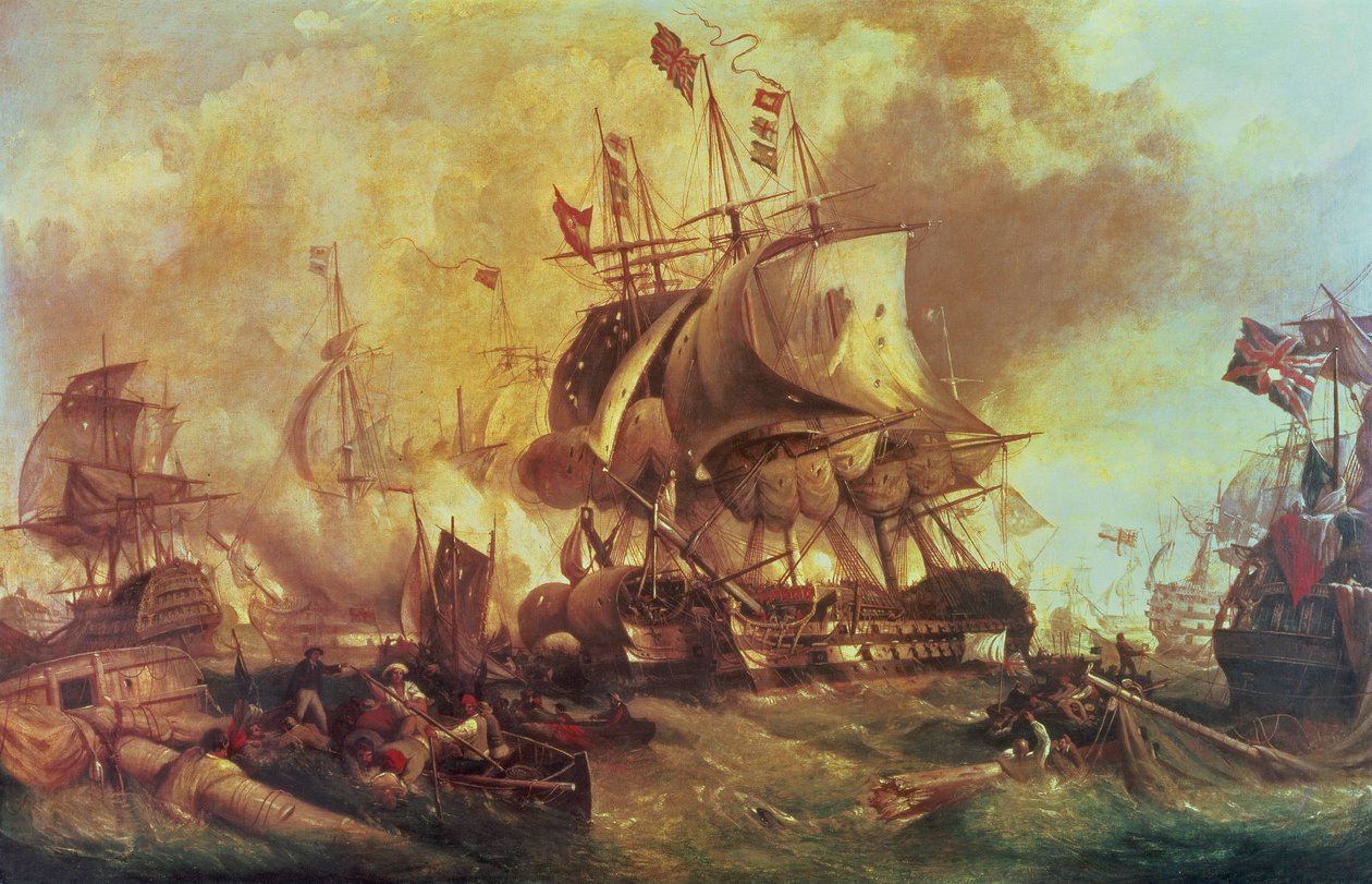 La battaglia di Trafalgar, 1805, c.1848 da William Stuart