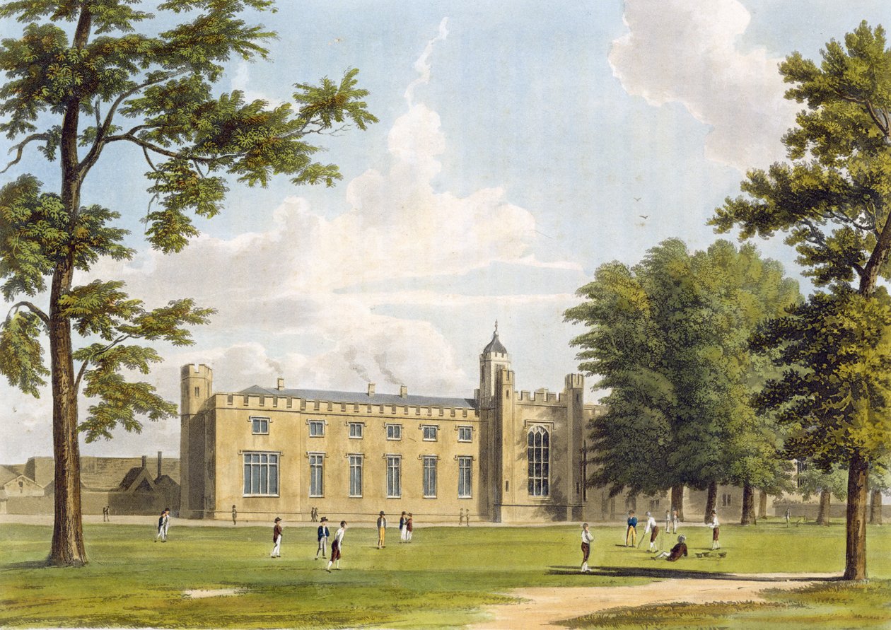 Vista delle scuole meridionali e dei dormitori della Rugby School dal campo da gioco, da 