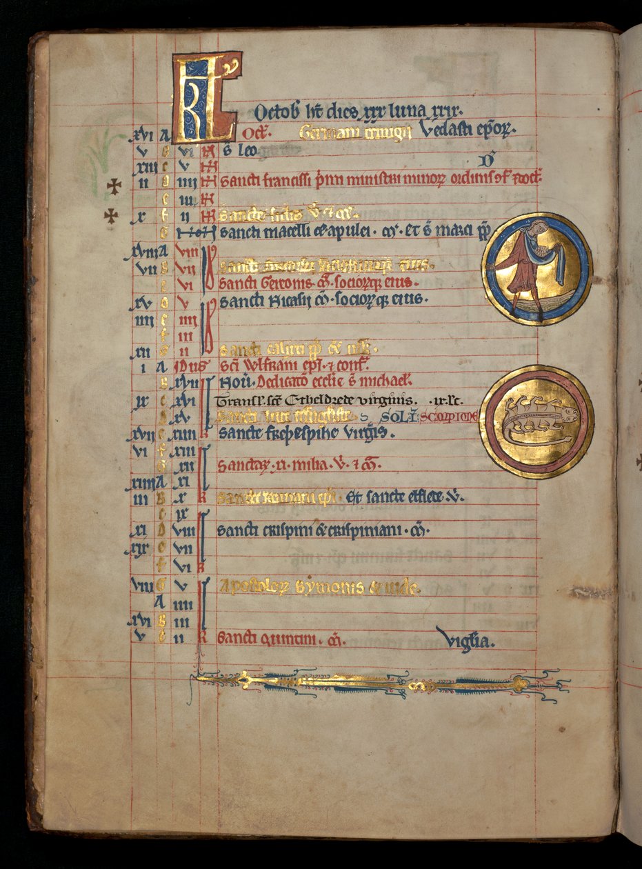 Ms 322 f.5v, Ottobre, un uomo che semina, illustrazione dal 
