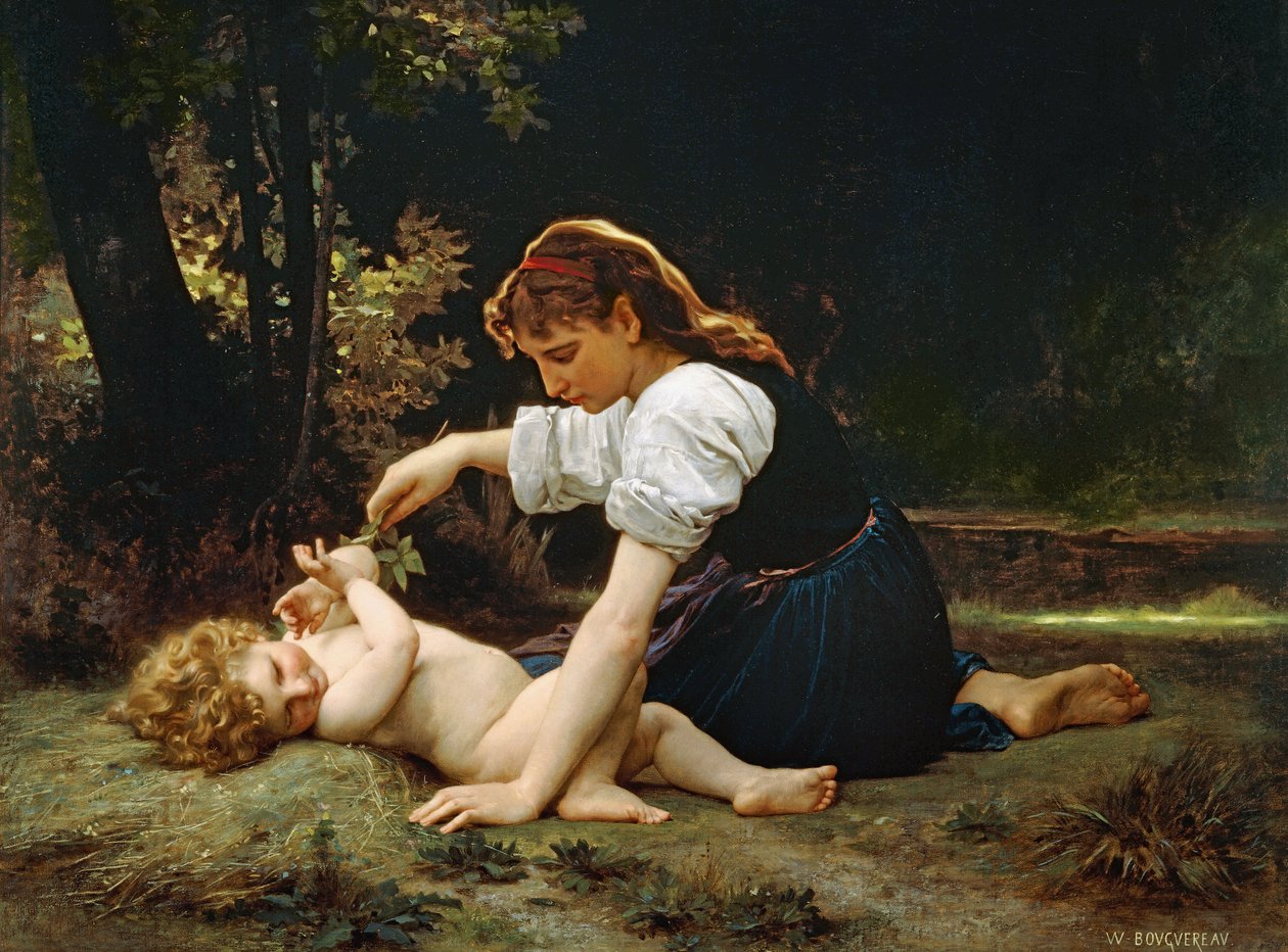 Giovane donna e bambino, 1881 da William Adolphe Bouguereau