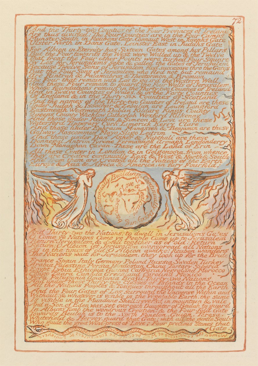 Gerusalemme, Tavola 72, E le trentadue contee.... da William Blake