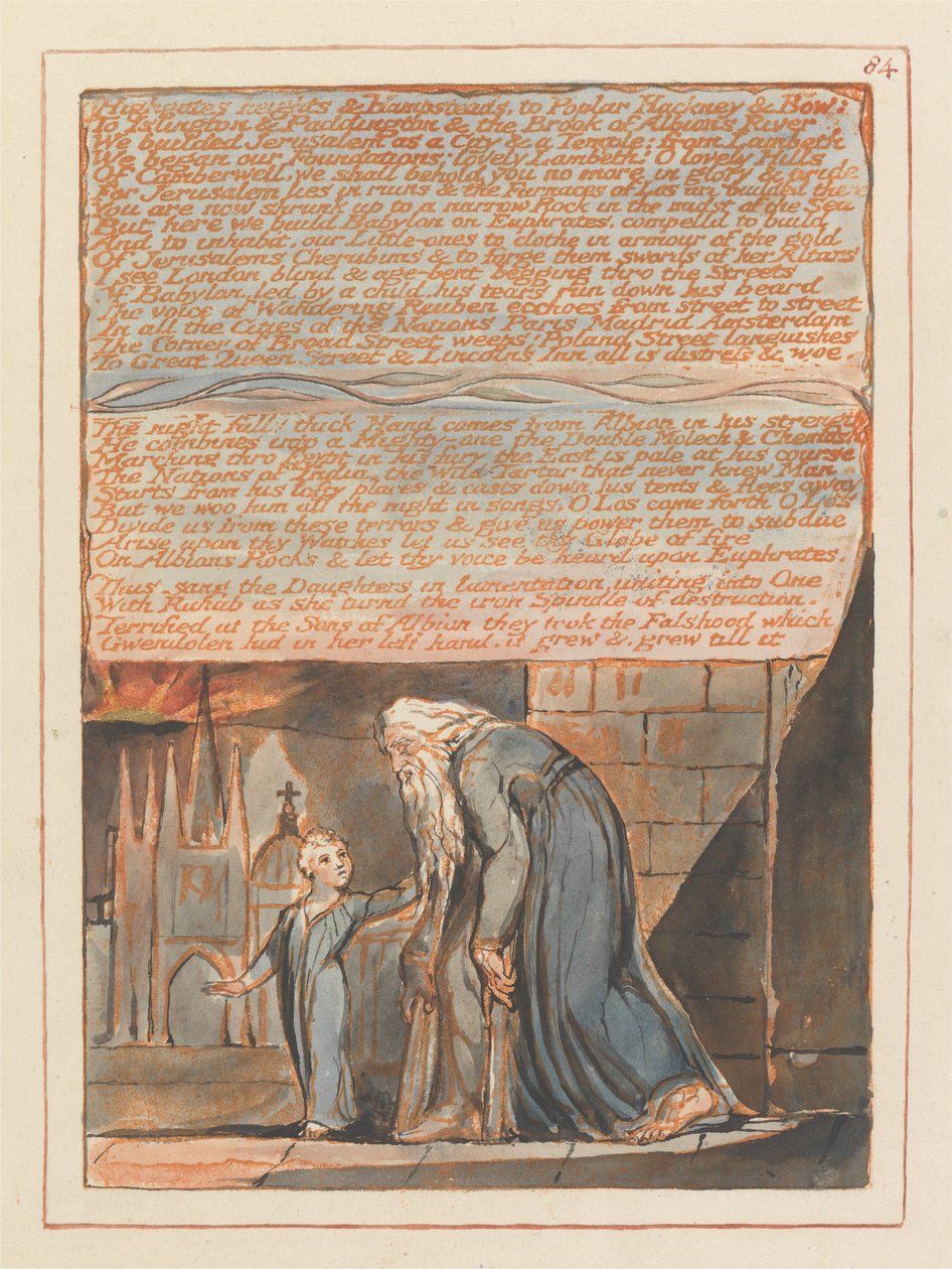 Gerusalemme, Tavola 84, Le alture di Highgate e Hampstead.... da William Blake