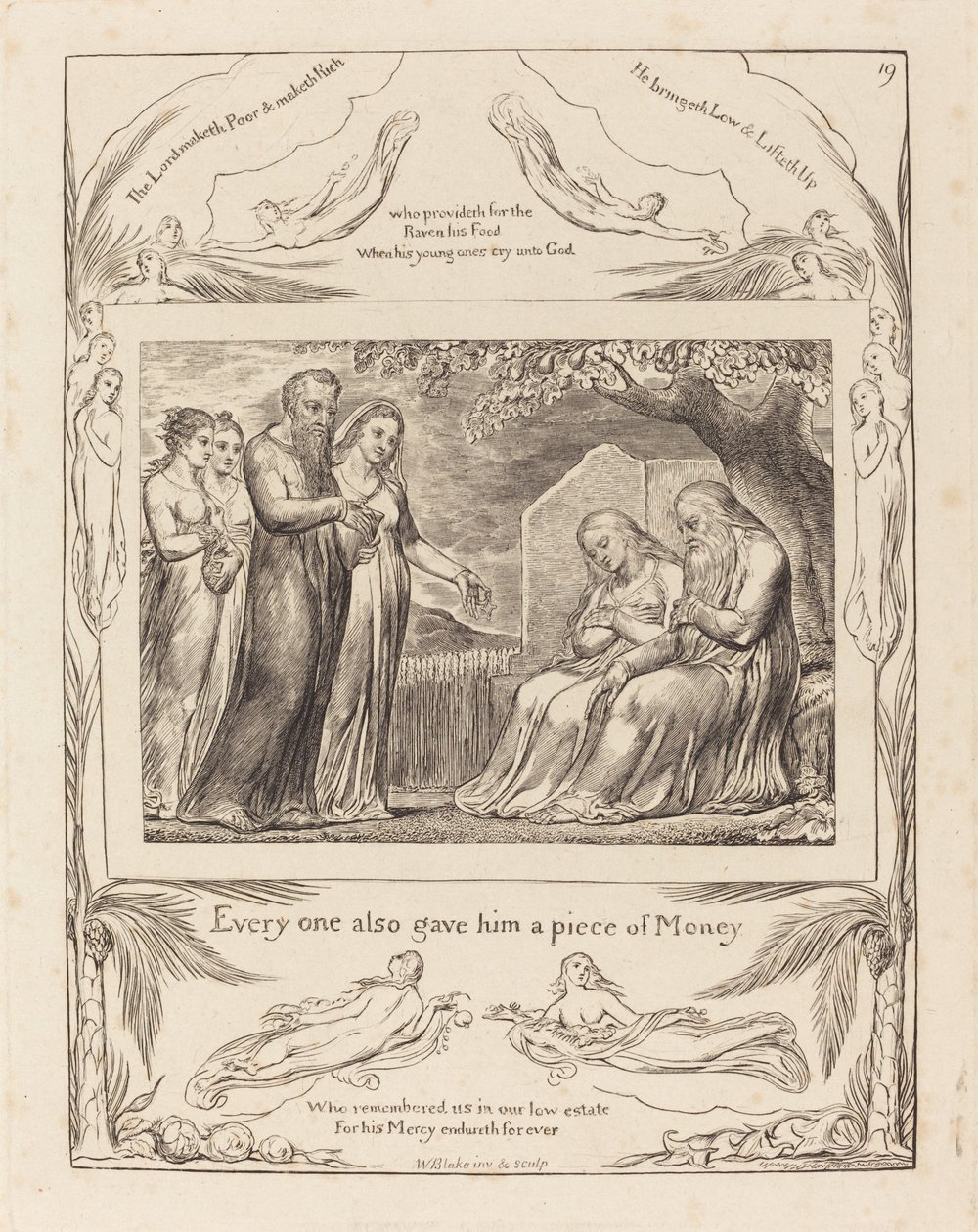 Giobbe accetta la carità da William Blake
