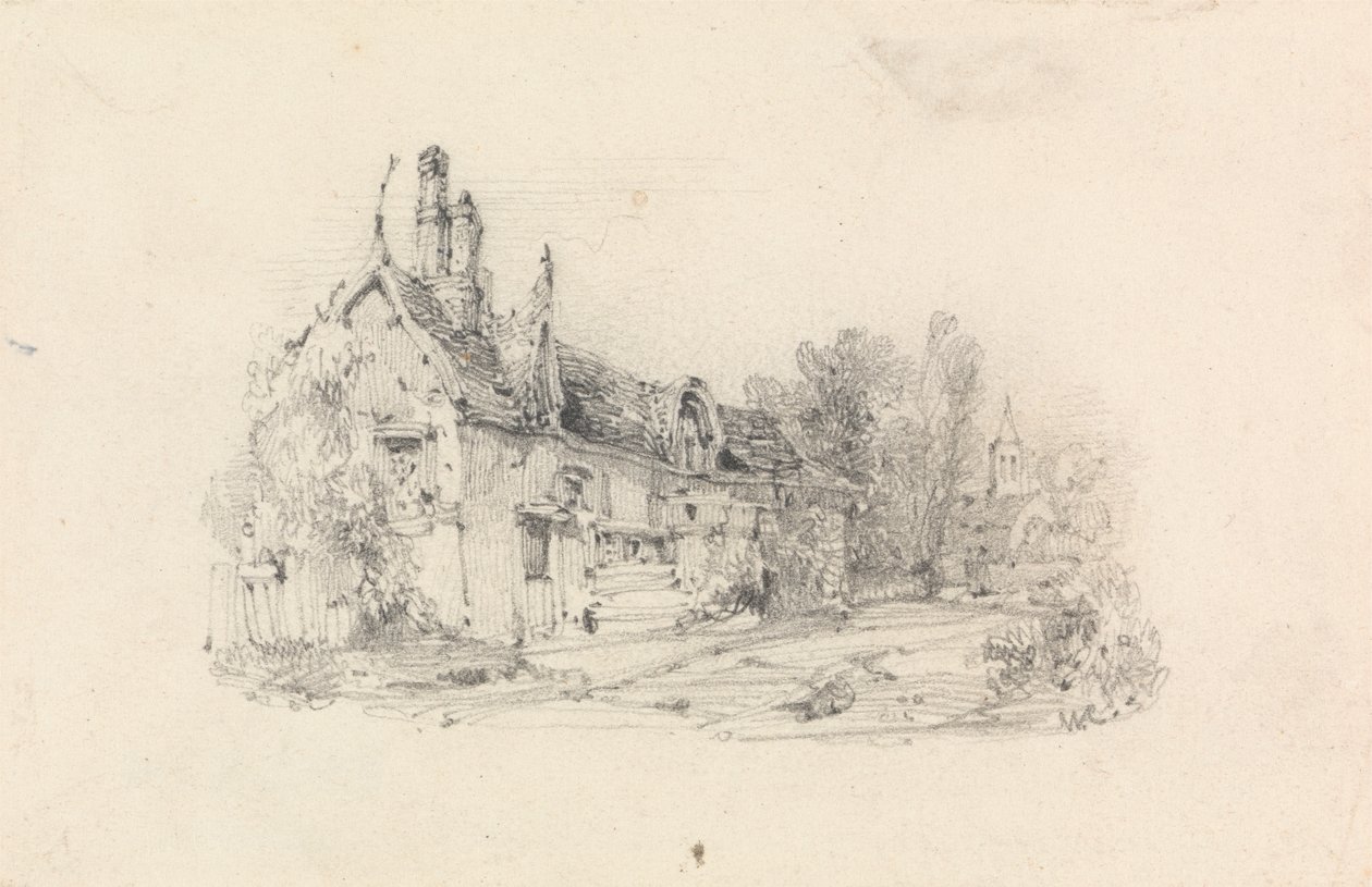 Cascina con Chiesa in Lontananza da William Callow
