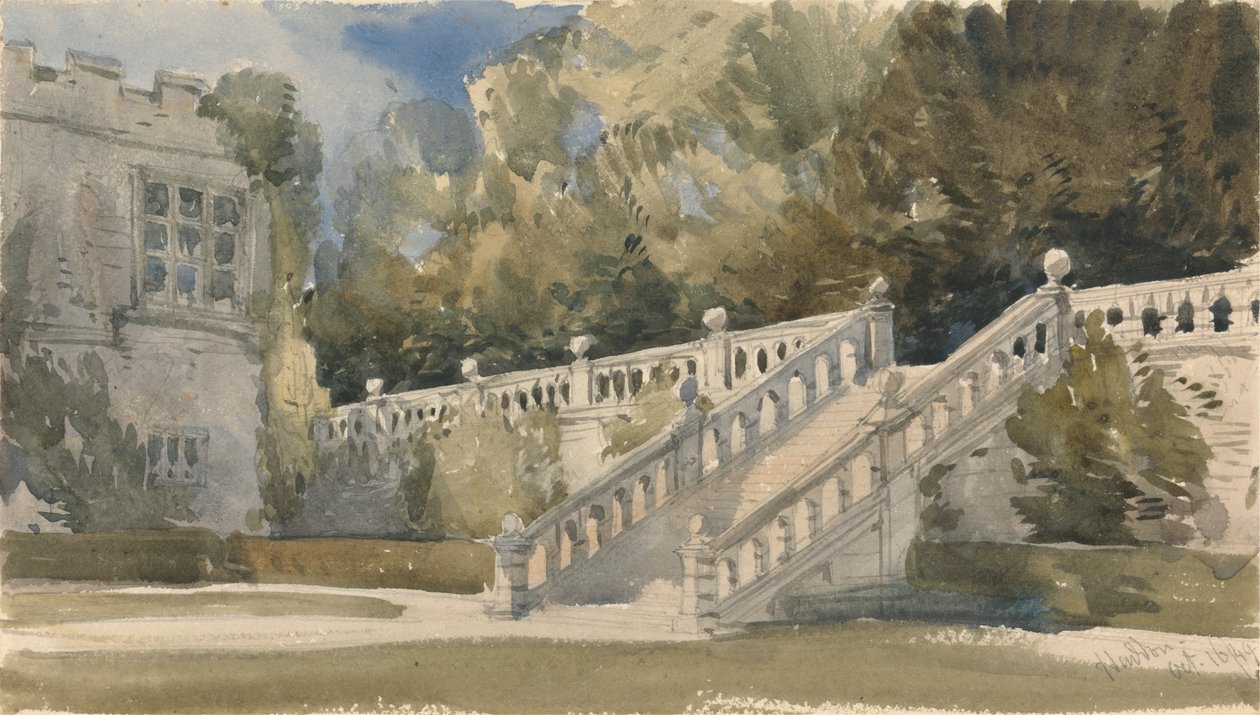 Scala del giardino, Haddon Hall da William Callow