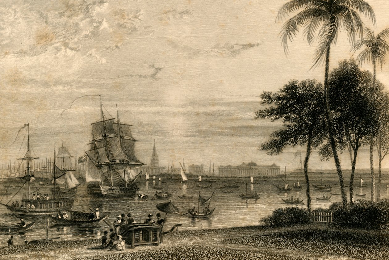 Calcutta, dalla casa del giardino, 1835 da William Daniell