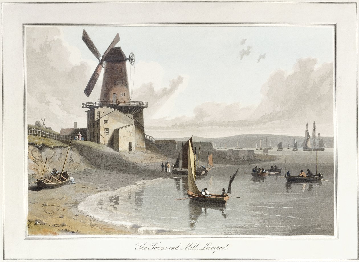 Il mulino di Towns-end, Liverpool da William Daniell