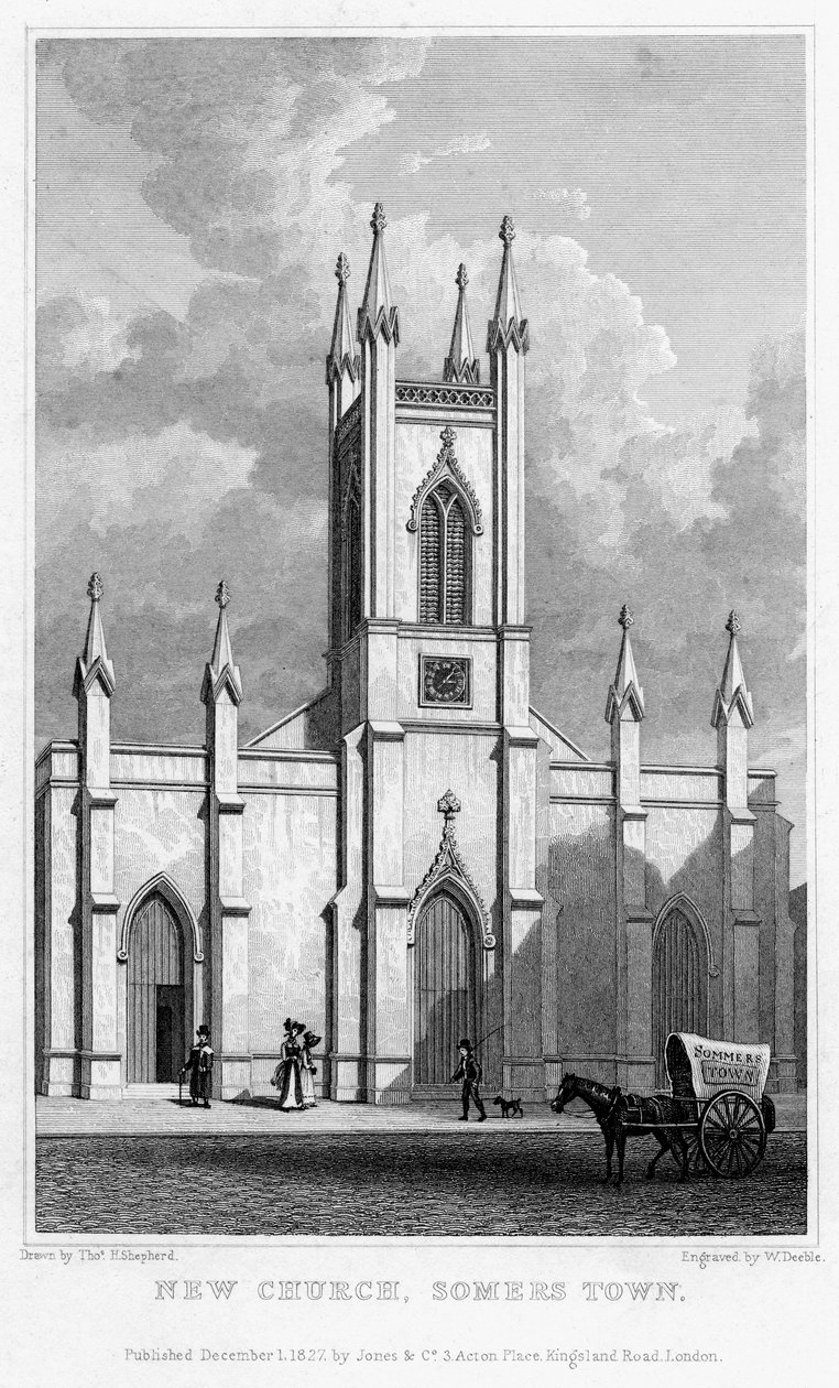 Nuova chiesa, Somers Town, Camden, Londra, 1827 da William Deeble