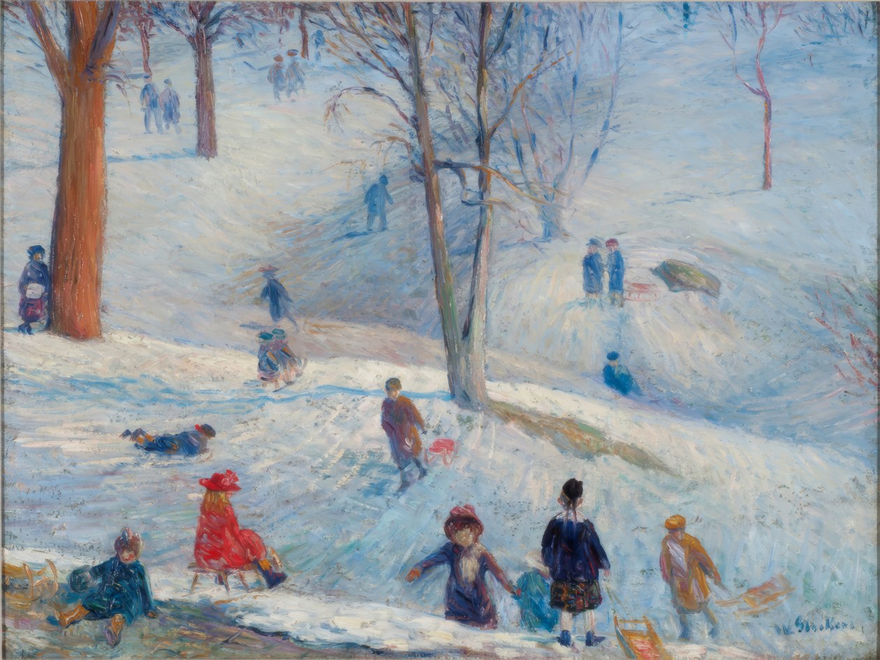 Slittino, Central Park da William Glackens