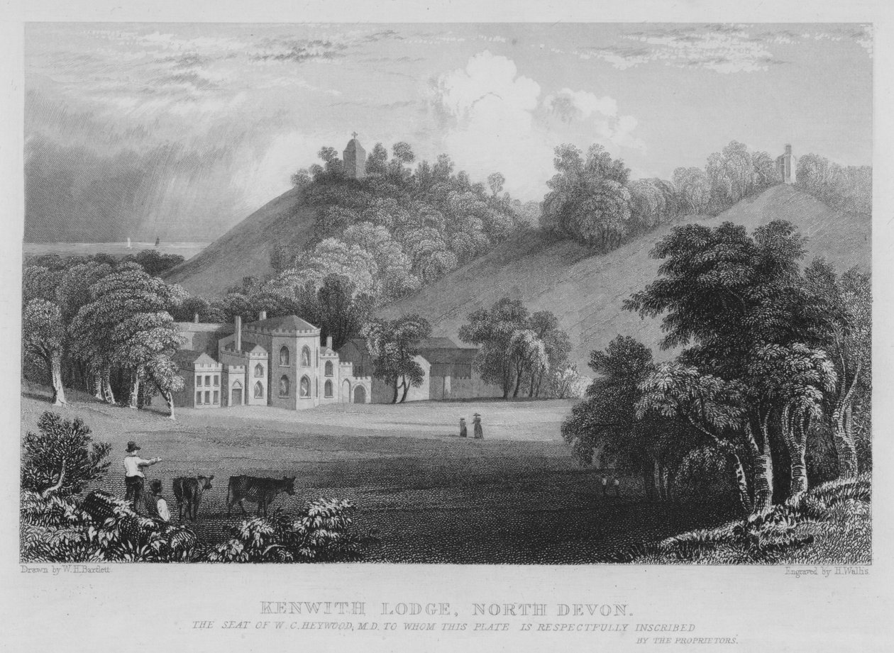 Kenwith Lodge, North Devon (incisione) da William Henry Bartlett