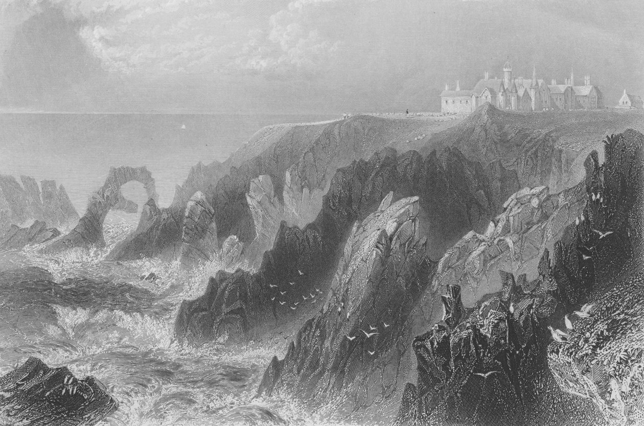 Veduta del Castello di Slaines, vicino a Peterhead da William Henry Bartlett
