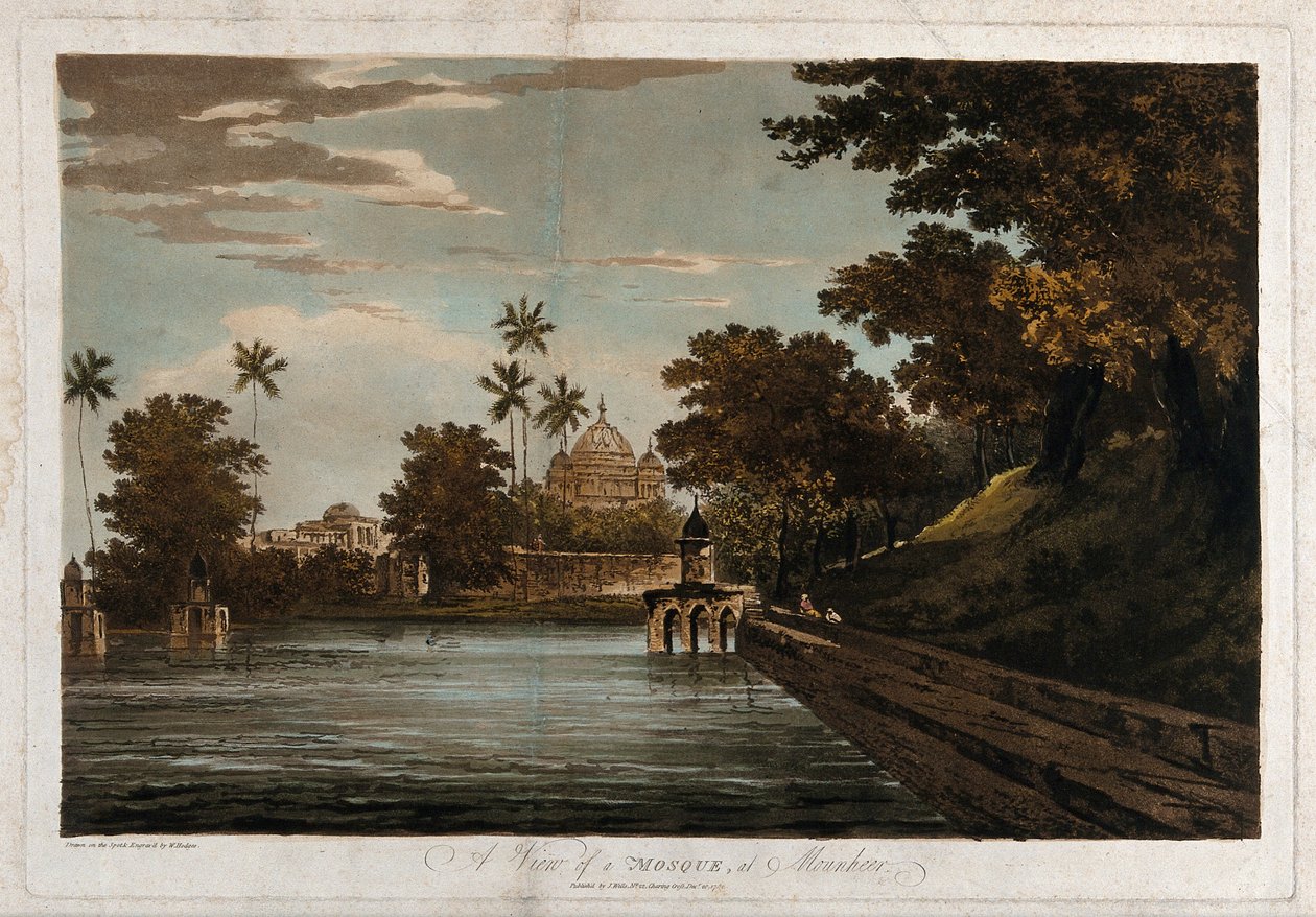 Vista di una moschea, a Mounheer da William Hodges
