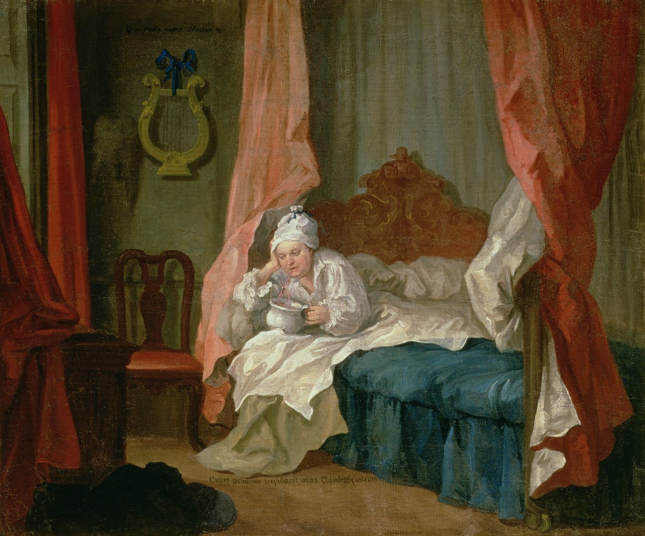 Francis Matthew Schutz nel suo letto, c.1755-60 da William Hogarth