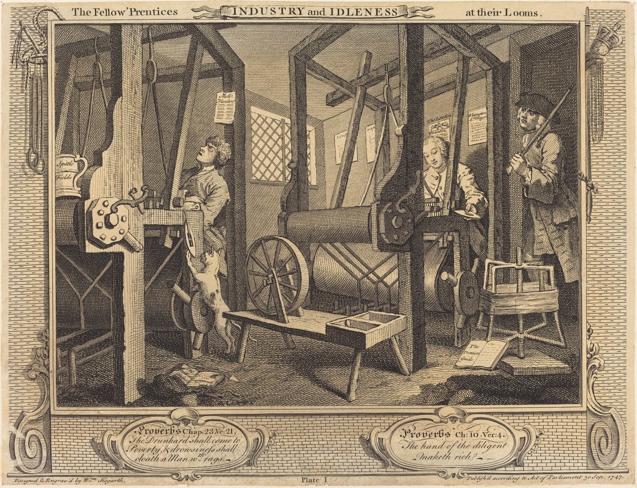 I compagni apprendisti ai loro telai da William Hogarth