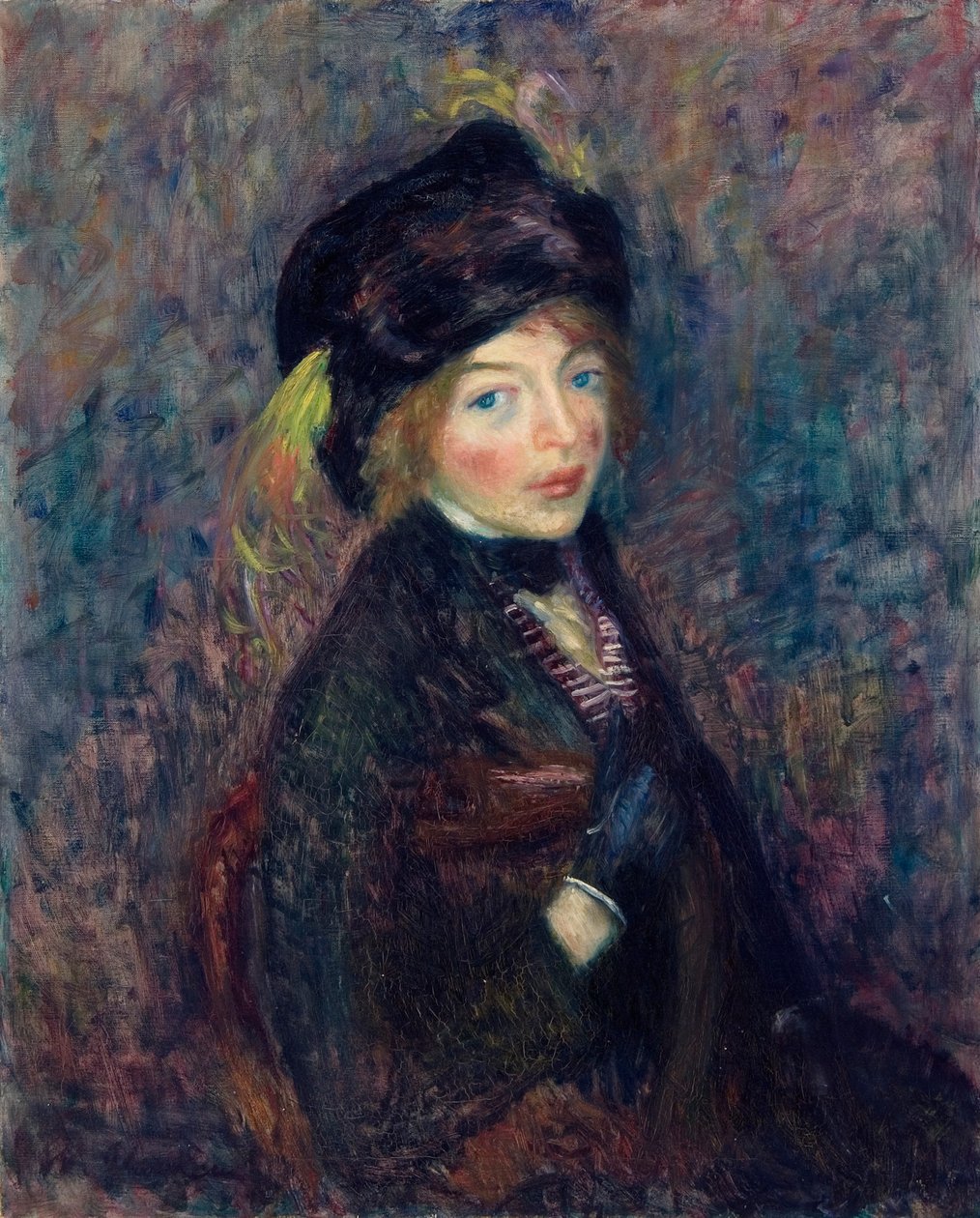 Testa di ragazza, piuma nel turbante da William James Glackens