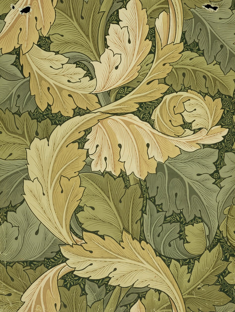 Design di carta da parati con colori di acanto e bosco, 1875 da William Morris
