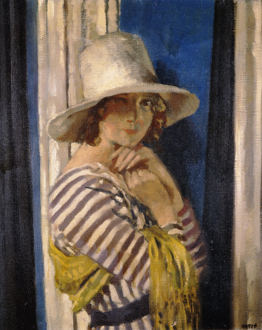Signora Hone in un vestito a righe, c.1912 da William Orpen