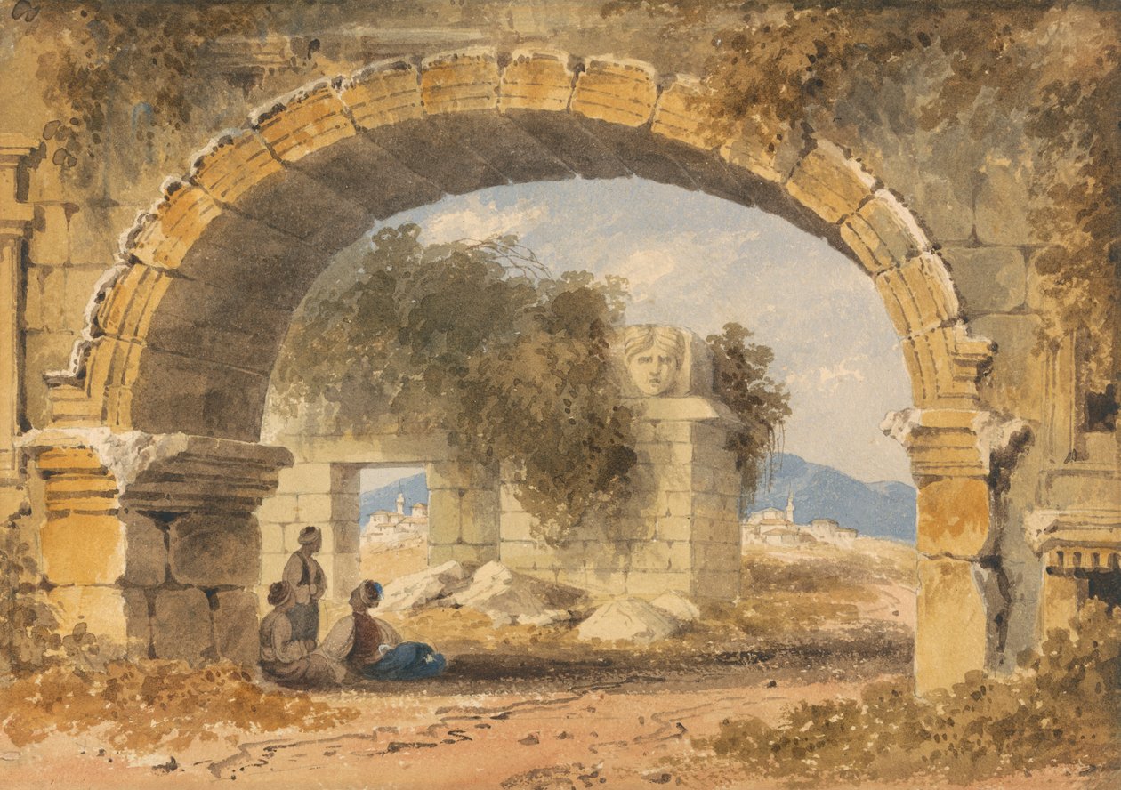Figure Sedute Sotto un Arco di Pietra da William Page